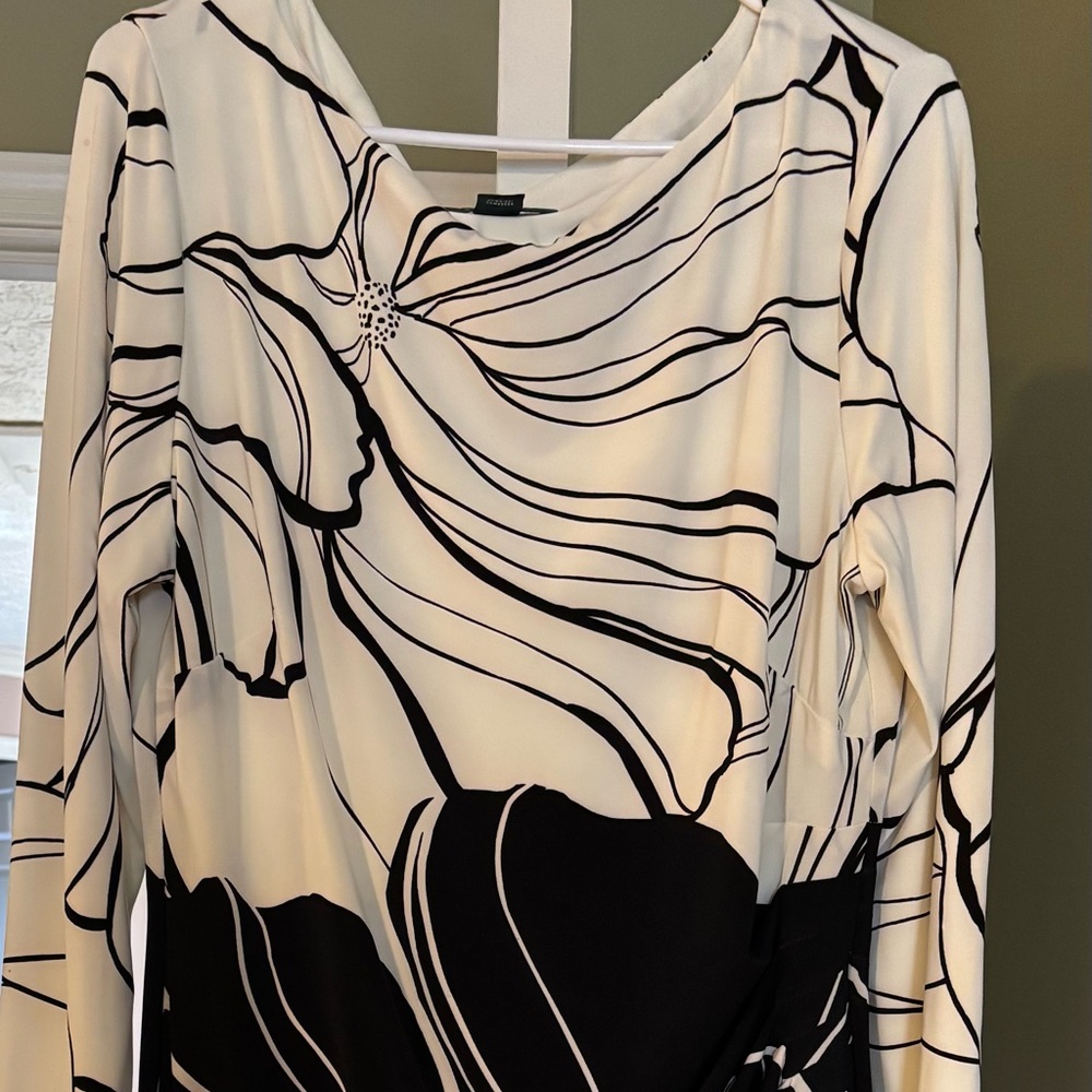 Ralph Lauren Black & winter White Long Sleeve Midi Dress -size 18. Flattering. - Picture 4 of 9